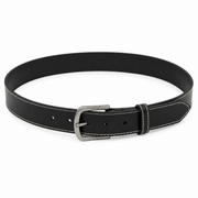 Part Two Contrast-Stitch Leather Belt – Black