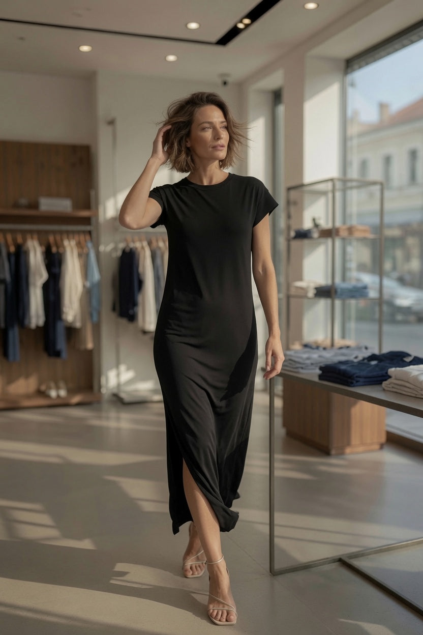 PIECES PCANDORA Short-Sleeve Round-Neck Lena Maxi Dress