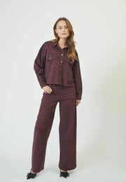 Co'couture Leocc állatmintás, bő szárú farmernadrág – fekete