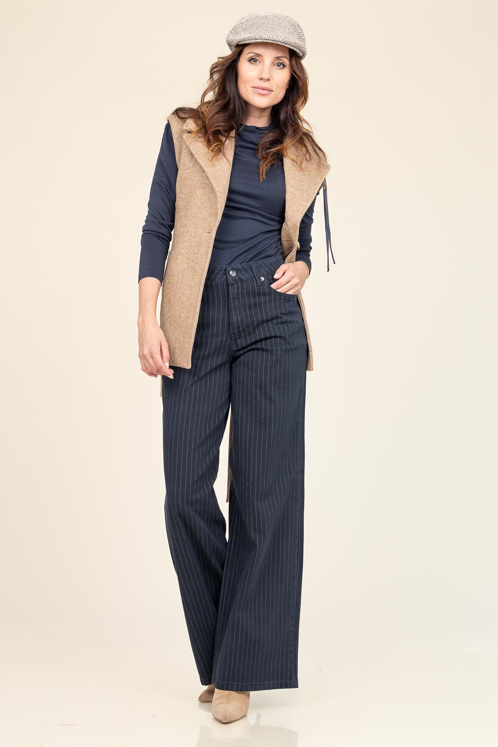 Co'couture Pin Pinstripe Wide-Leg Jeans – Black