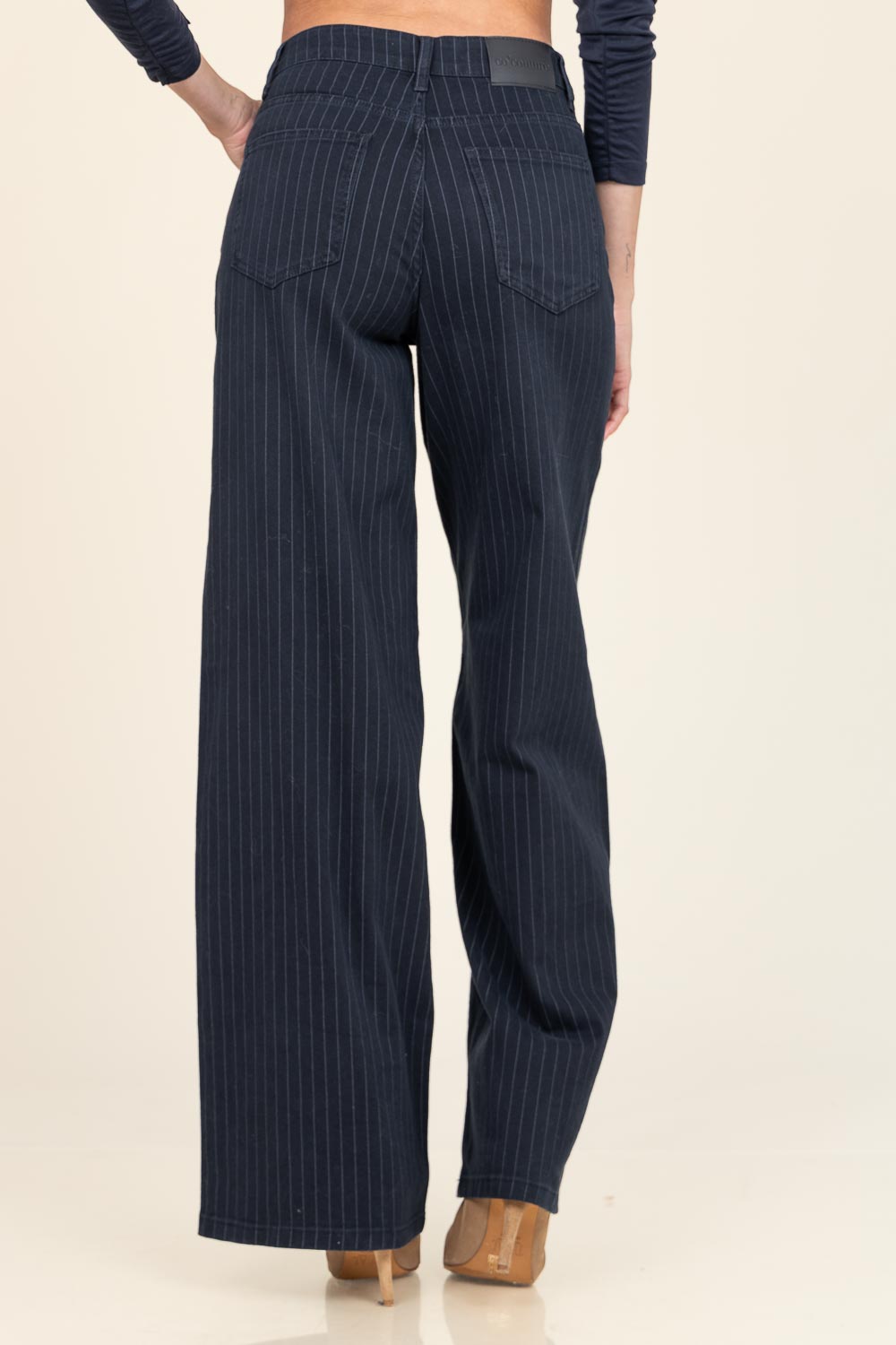Co'couture Pin Pinstripe Wide-Leg Jeans – Black
