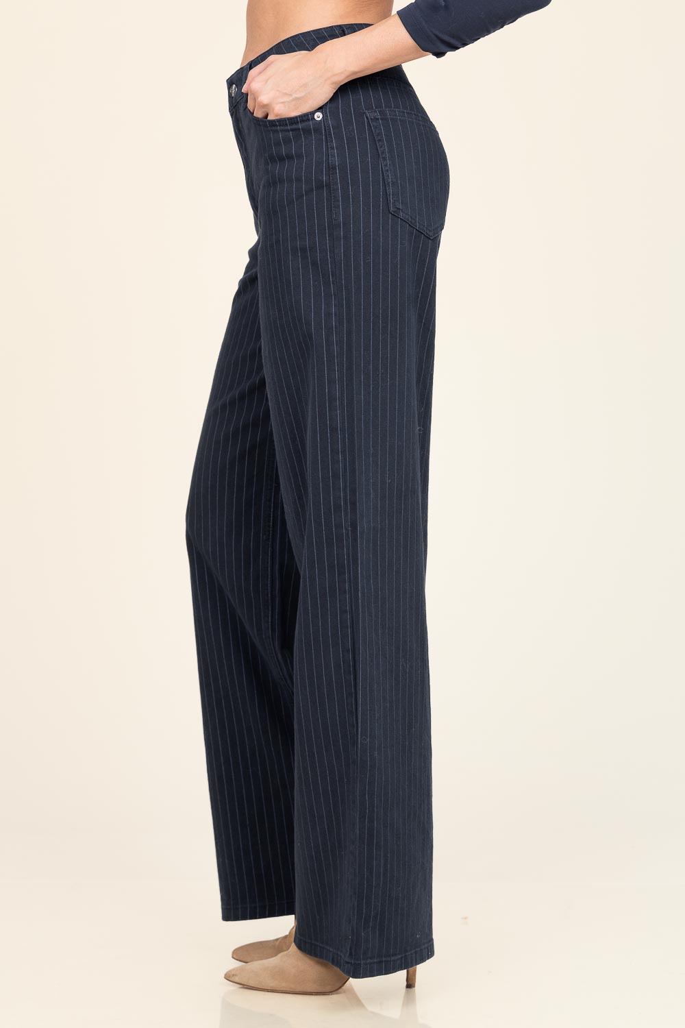 Co'couture Pin Pinstripe Wide-Leg Jeans – Black