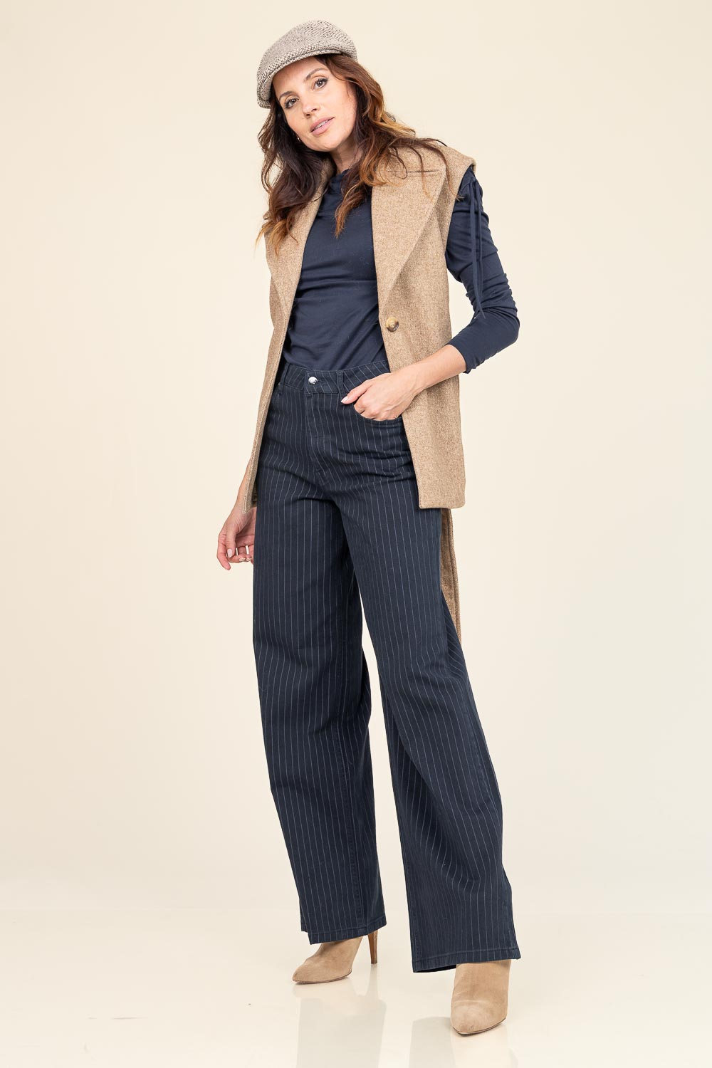Co'couture Pin Pinstripe Wide-Leg Jeans – Black