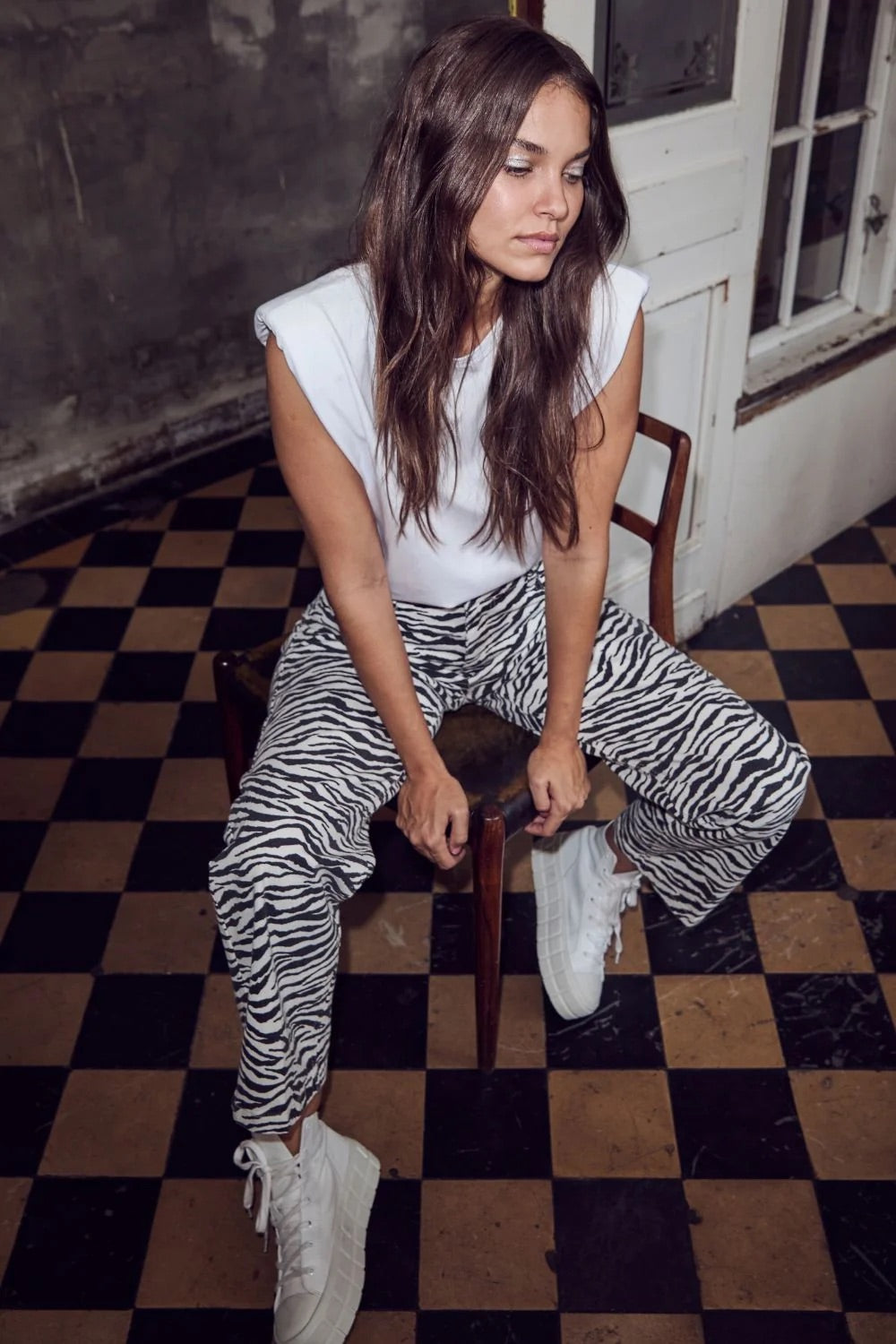 Co'couture Zion Zebra Crop Trousers – Off White/Black