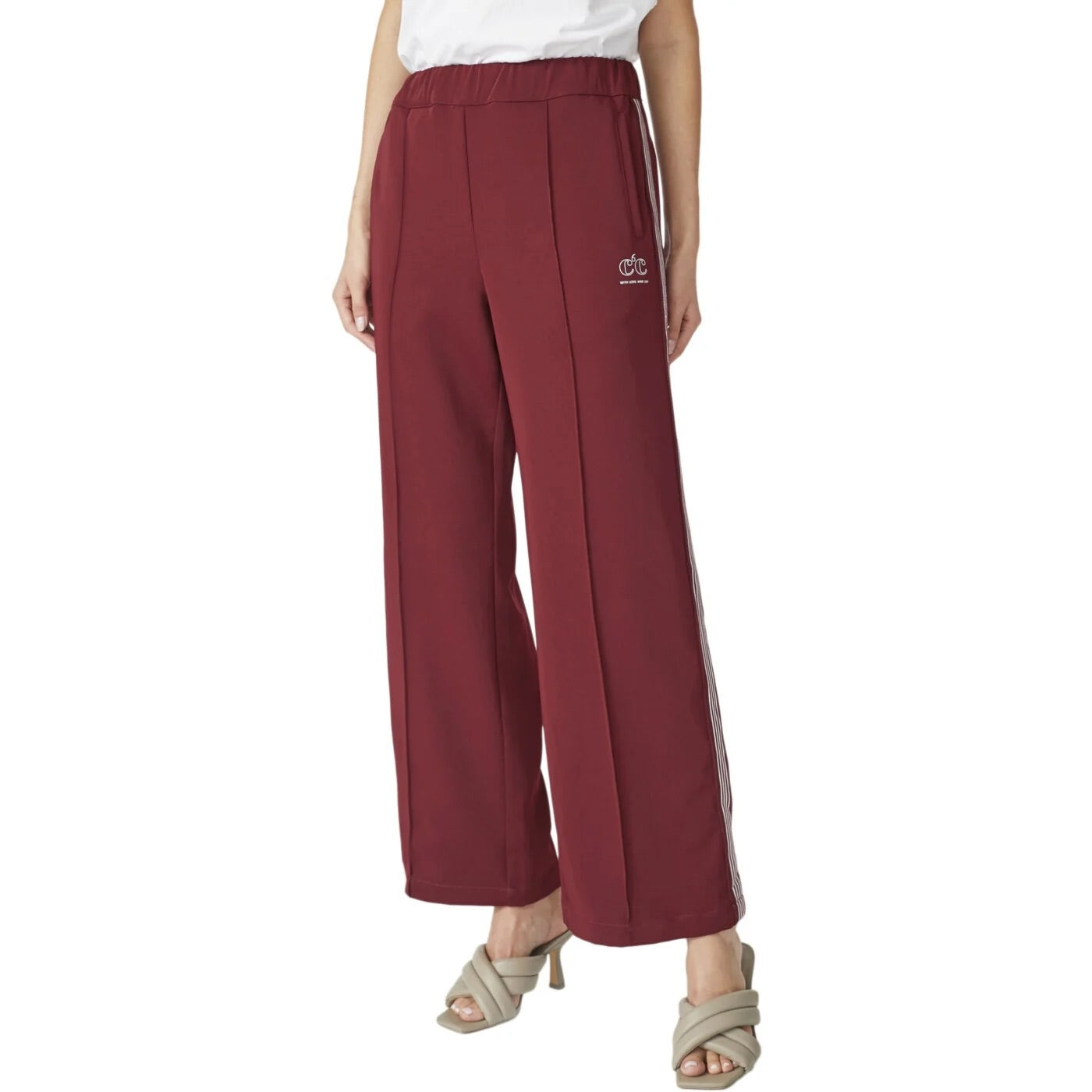 Co'couture Amina Crease Wide-Leg Trousers – Burgundy