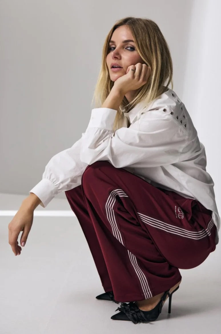 Co'couture Amina Crease Wide-Leg Trousers – Burgundy
