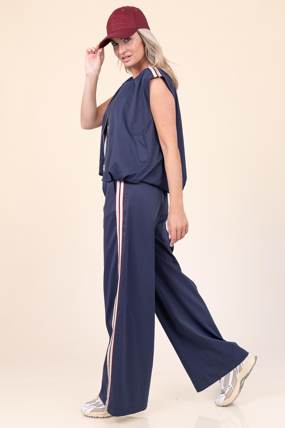Co'couture Mingus Sporty bő szárú nadrág – sötétkék