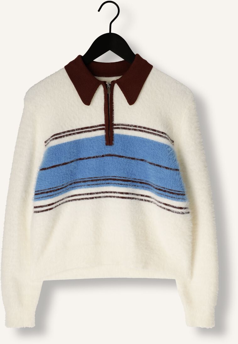 Co'couture Tory Striped Zip-Neck Jumper – Ecru