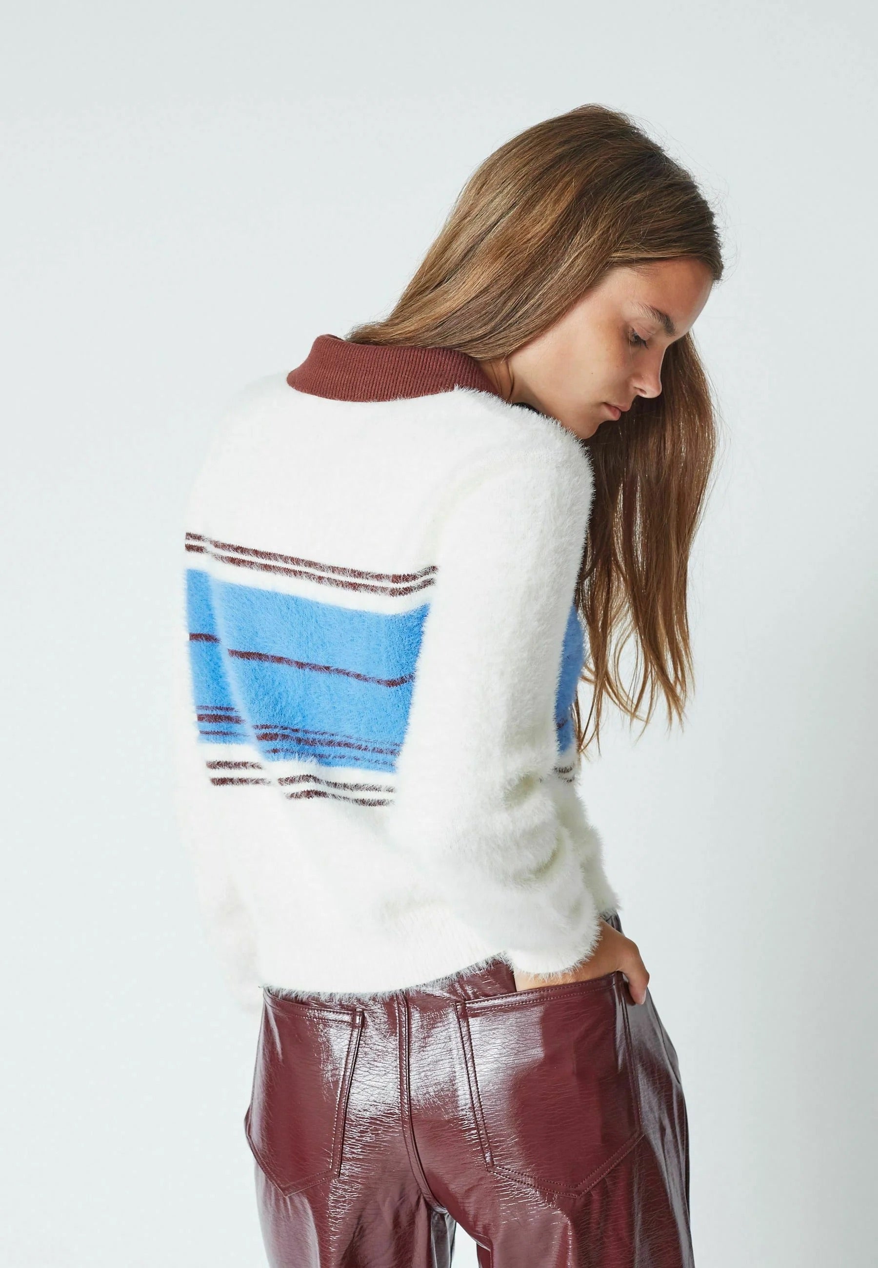 Co'couture Tory Striped Zip-Neck Jumper – Ecru