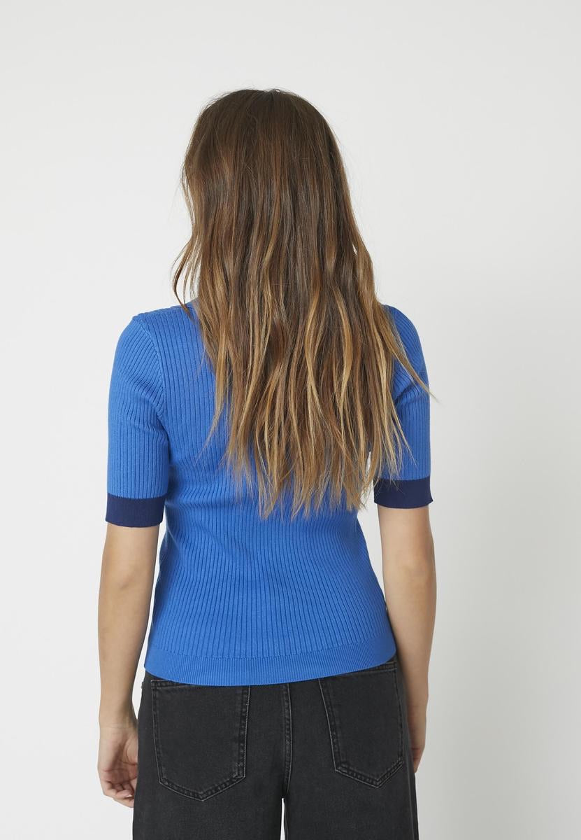 Co'couture Bonny CC Polo Short-Sleeve Knit Top – Blue