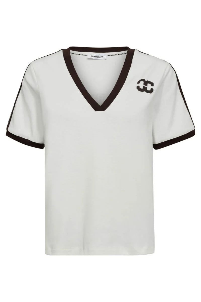 Co'couture Edge CC Stripe V-T-Shirt – Offwhite
