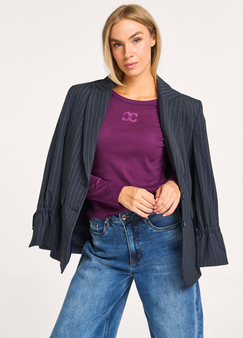 Co'couture Granny Organic Cotton Long-Sleeve Top – Deep Plum