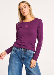 Co'couture Granny Organic Cotton Long-Sleeve Top – Deep Plum