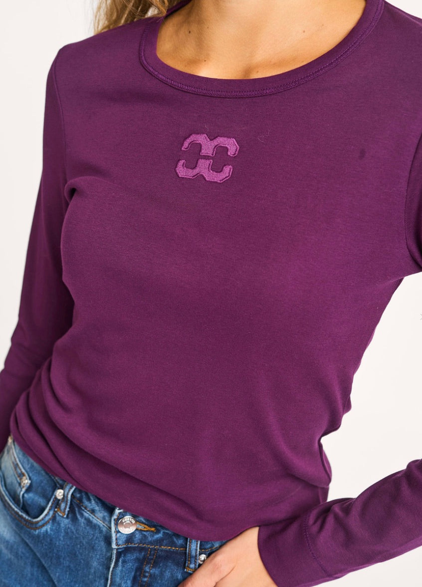 Co'couture Granny Organic Cotton Long-Sleeve Top – Deep Plum
