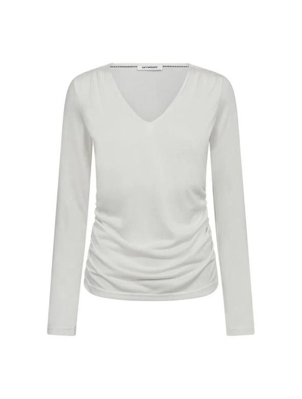 Co'couture Camilla CC Long-Sleeve V-Blouse – Off White