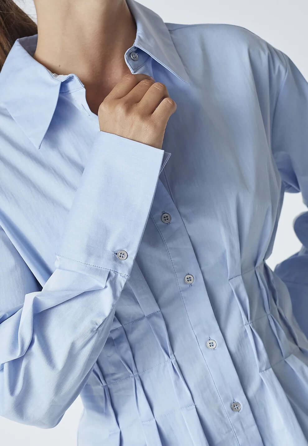 Co'couture Poppy CC Pleat Shirt – Light Blue