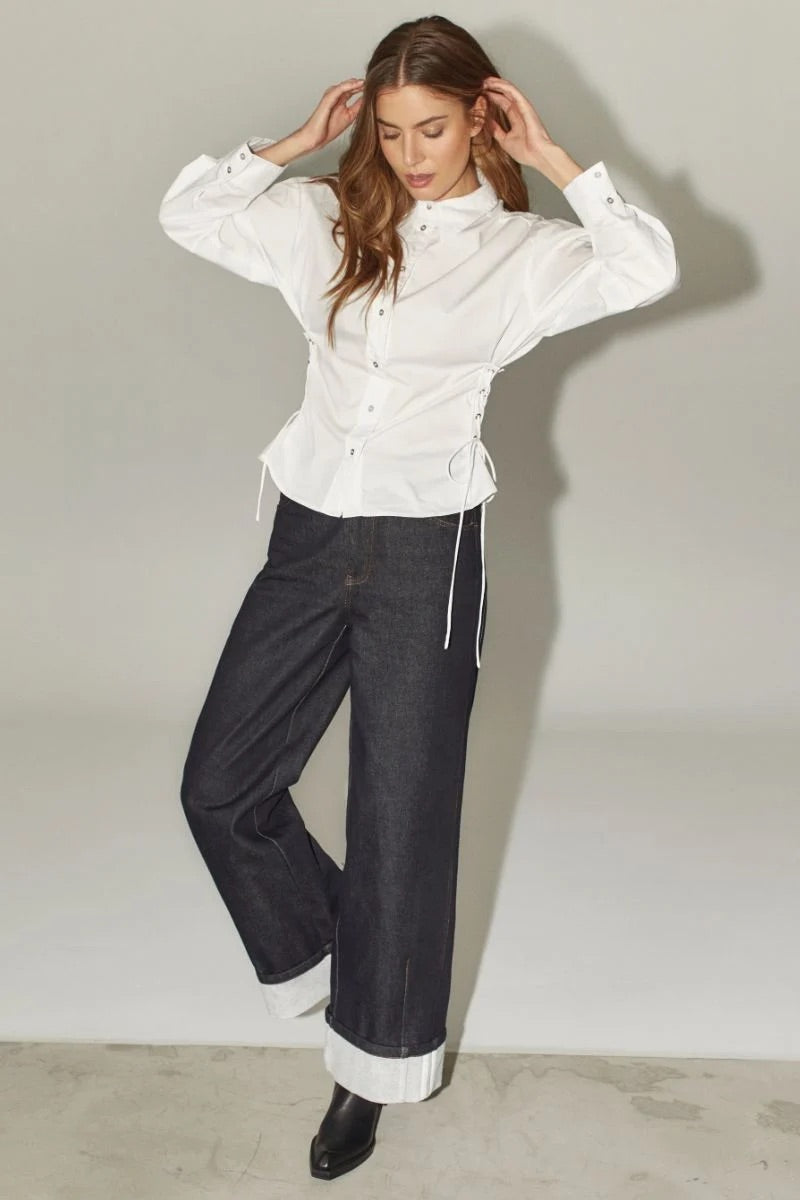Co'couture Poppy Eyelet Tie Shirt – White
