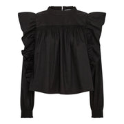 Co'couture Cotton Crisp Frill Blouse – Black