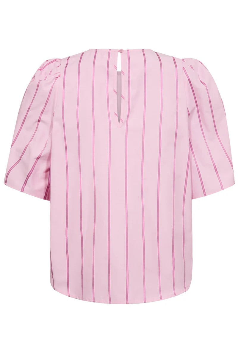 Co'couture Rosalina CC Stripe Short-Sleeve Blouse – Blush Pink