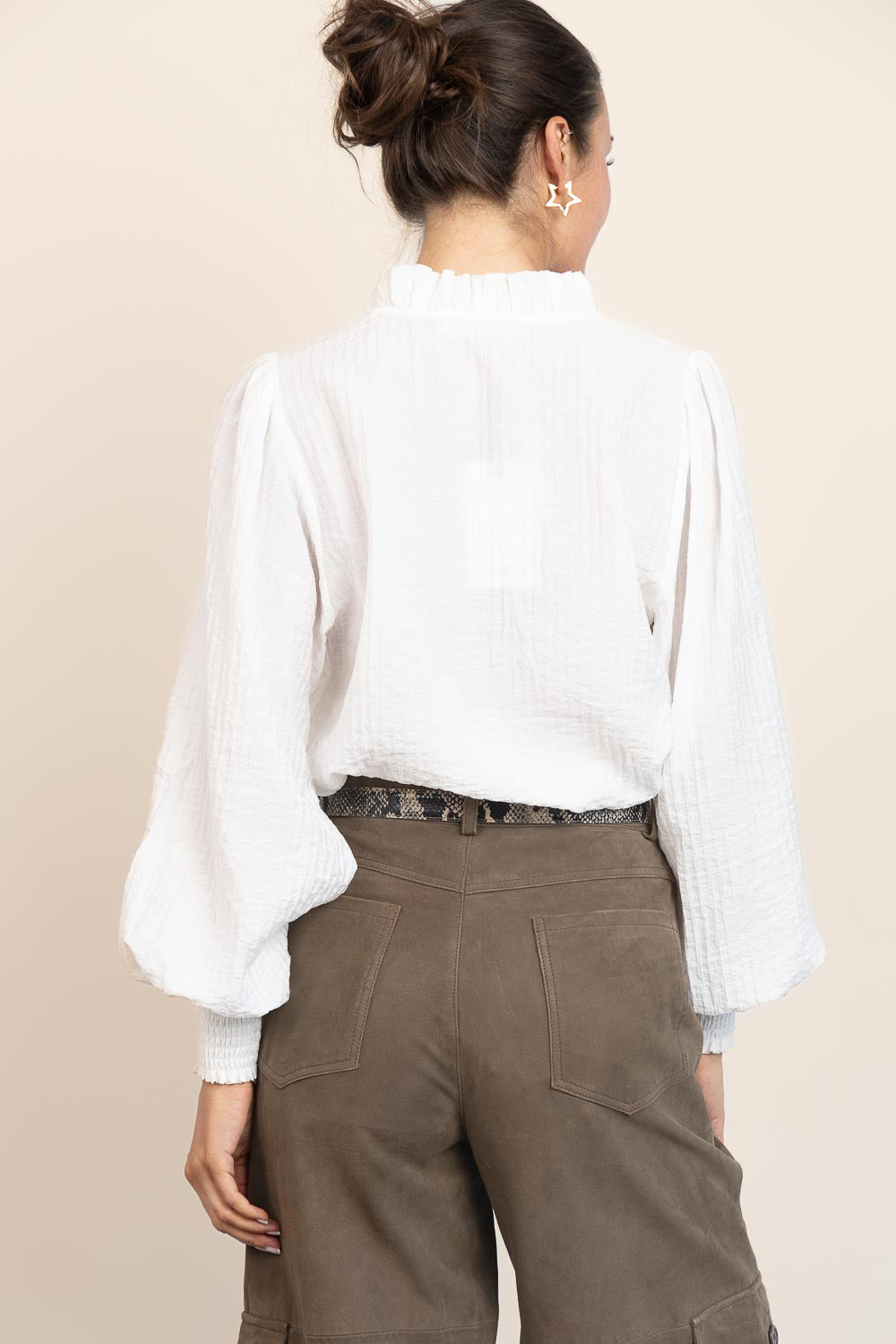 Co'couture Shina CC Ruffle Viscose Blouse – Natural