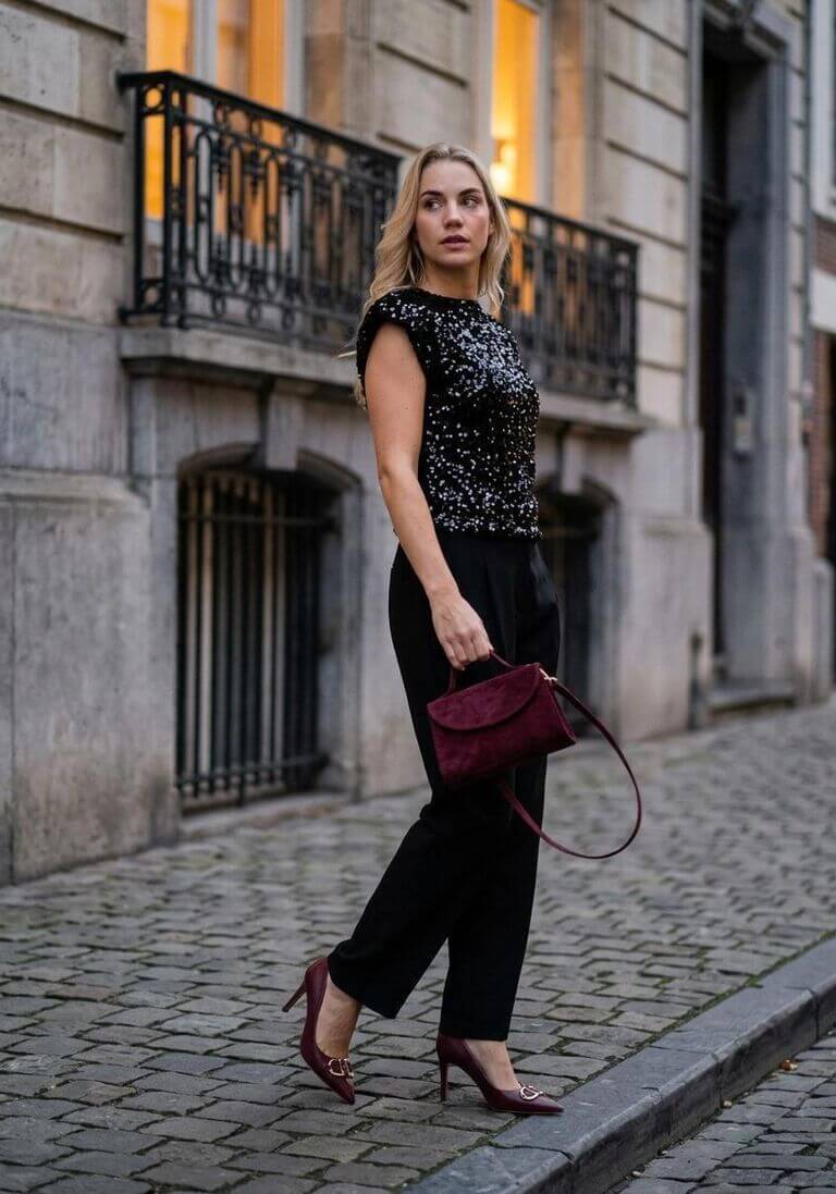 Co'couture Roslyn CC Sequin Top – Black