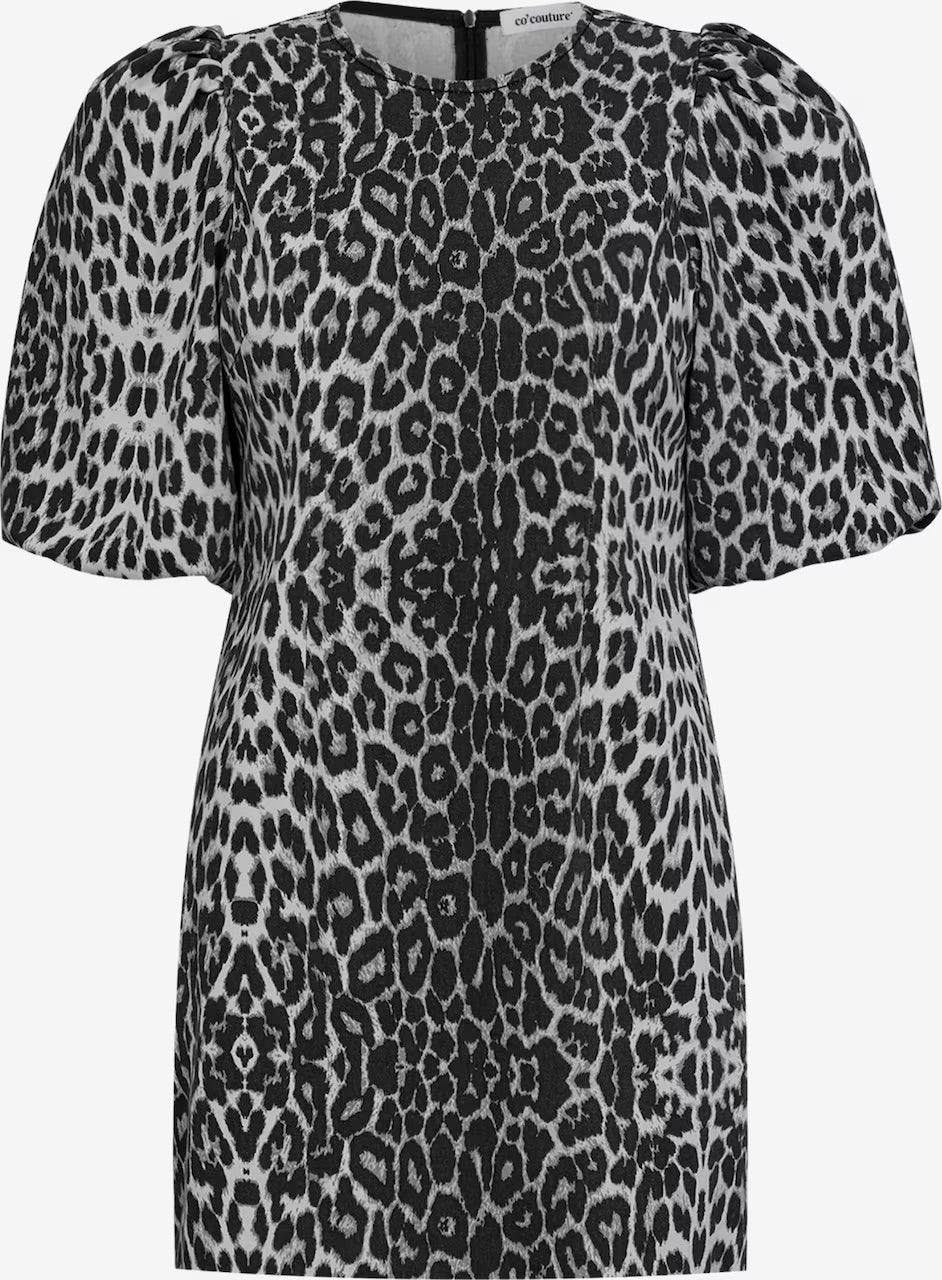 Co'couture Leo CC Crop Puff Dress – Grey Leopard