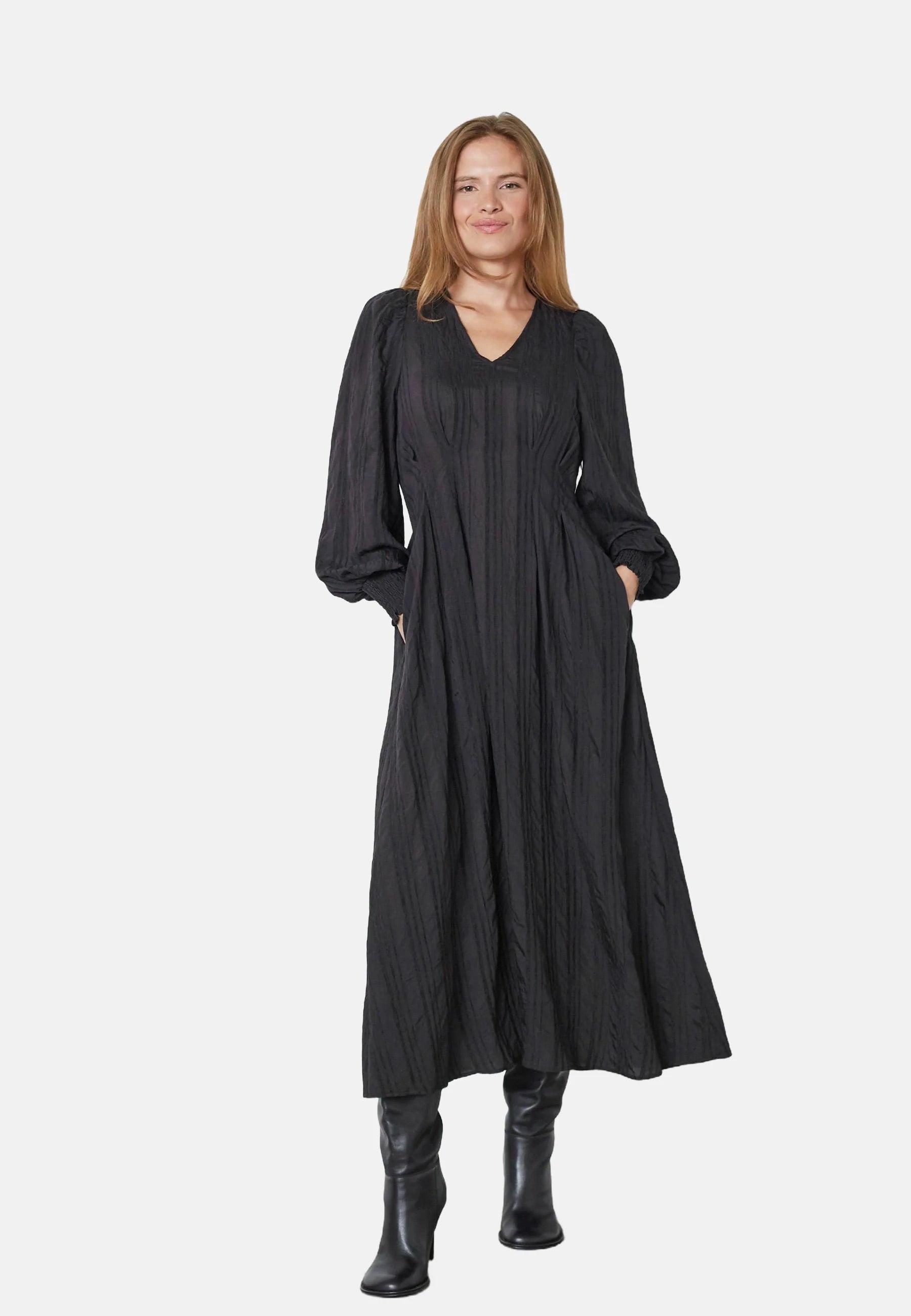 Co'couture Kesi CC Draped Midi Dress – Black