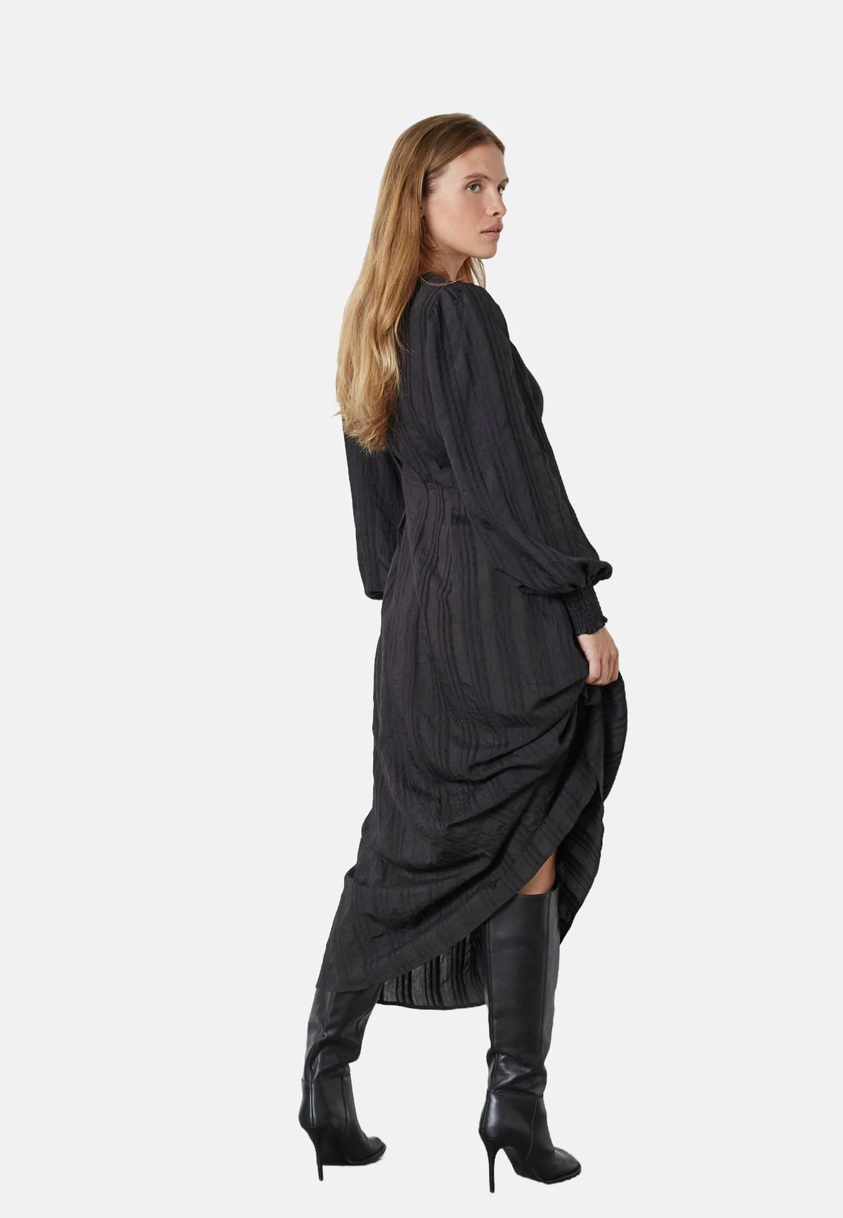 Co'couture Kesi CC Draped Midi Dress – Black