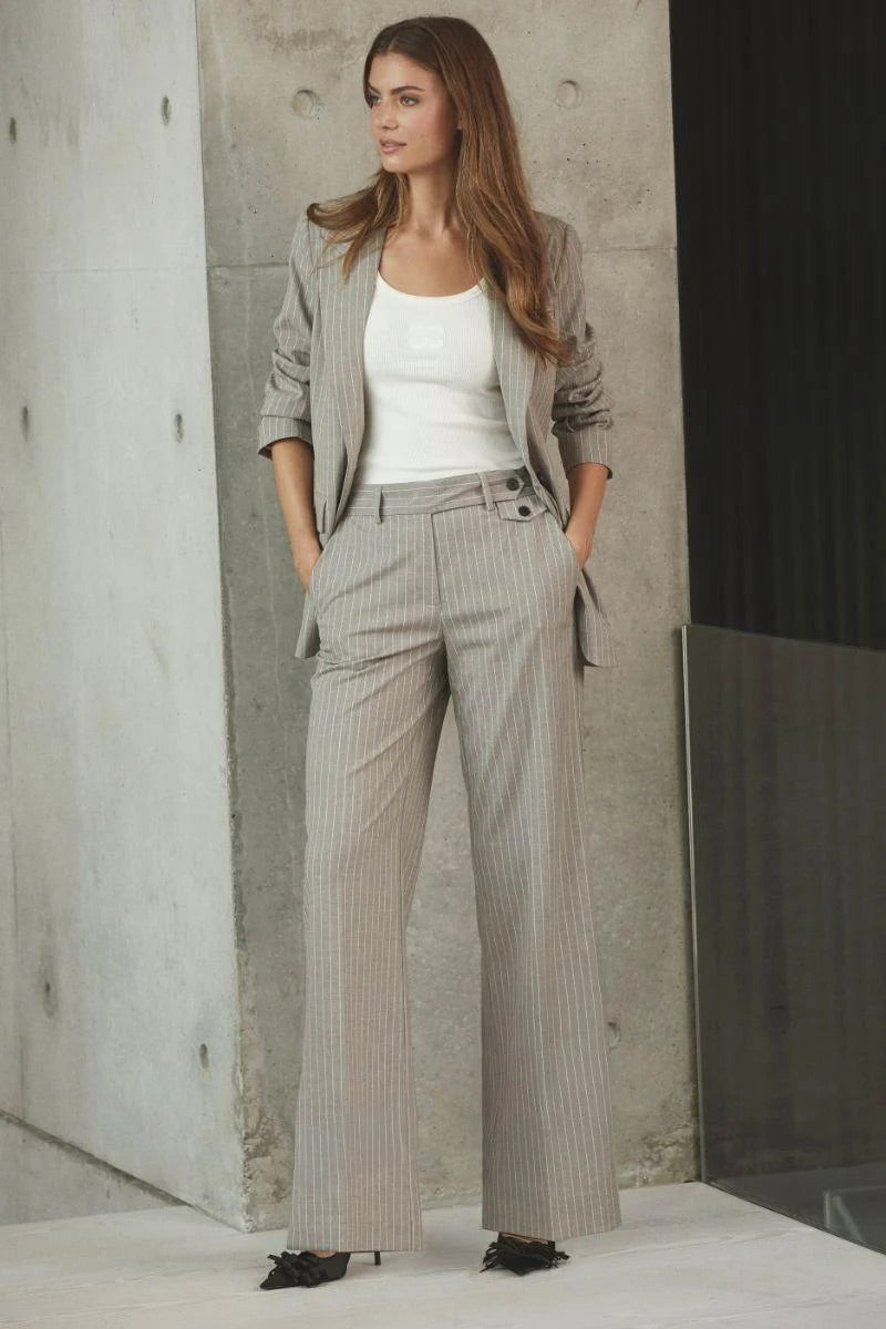 Co'couture Quin Pin Wide-Leg Trousers – Mink