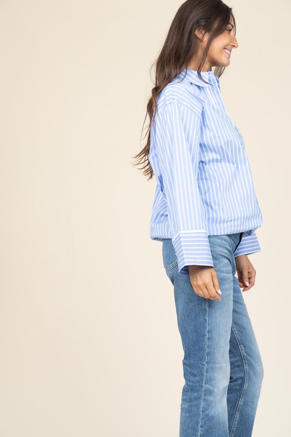 Co'couture Suri Oversized Striped Shirt – Blue