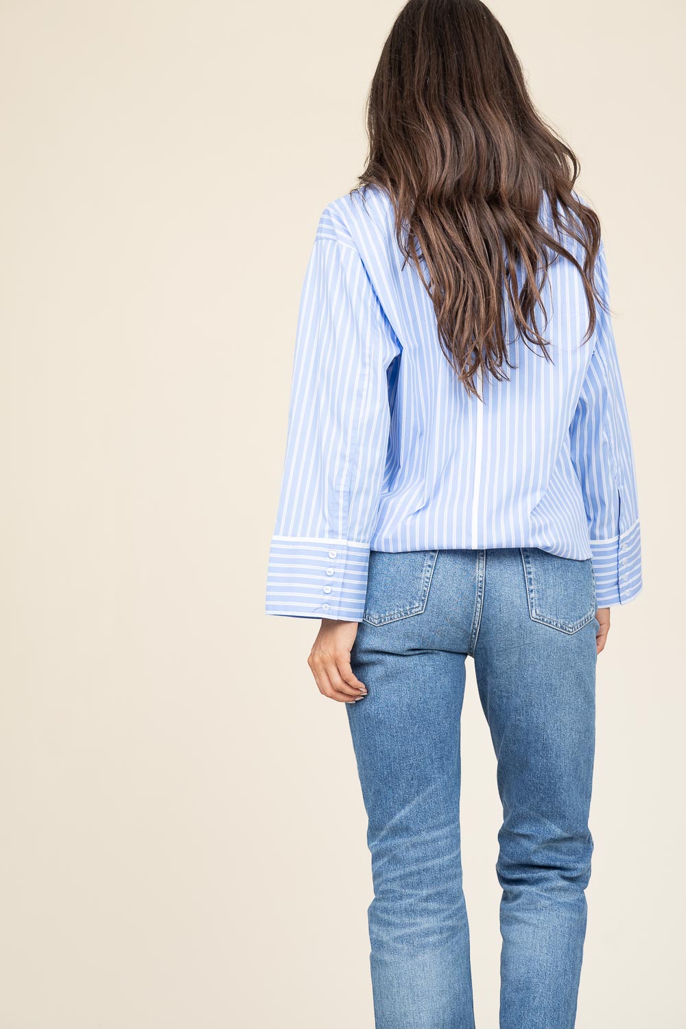 Co'couture Suri Oversized Striped Shirt – Blue