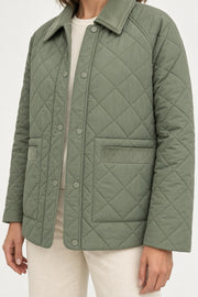 s.Oliver Women's Quilted Winter Coat – Navy & Dark Sage Green