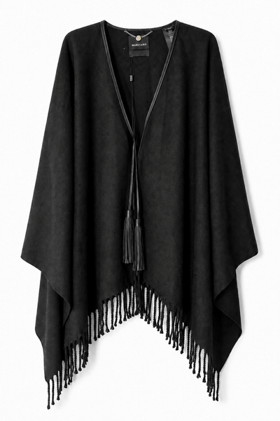 Marciano by Guess Wool Blend Fringed Cape – Black