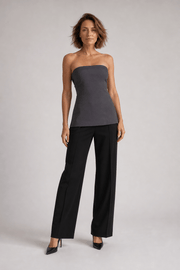 Neo Noir Leafie Melange Top – Dark Grey