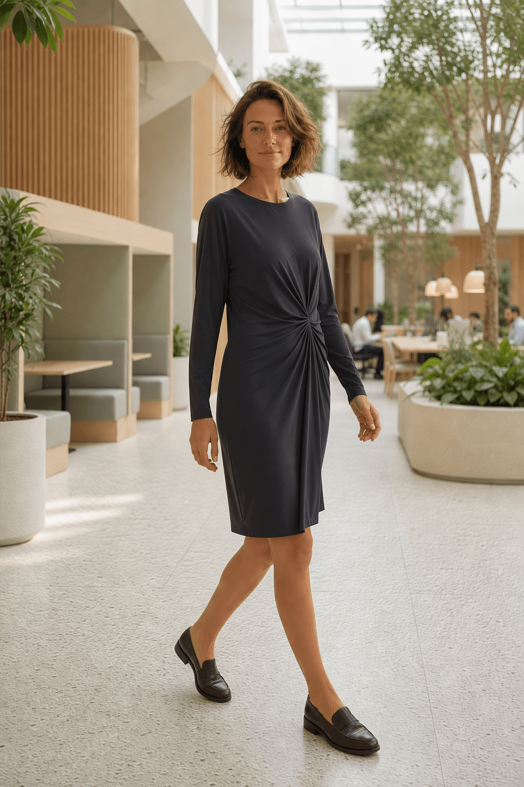Pieces Pcanora Short Dress in dark blue, a stylish women's fashion choice for designer clothing, perfect for any outlet.