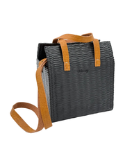 O bag Glam Woven-Texture Bag – Black