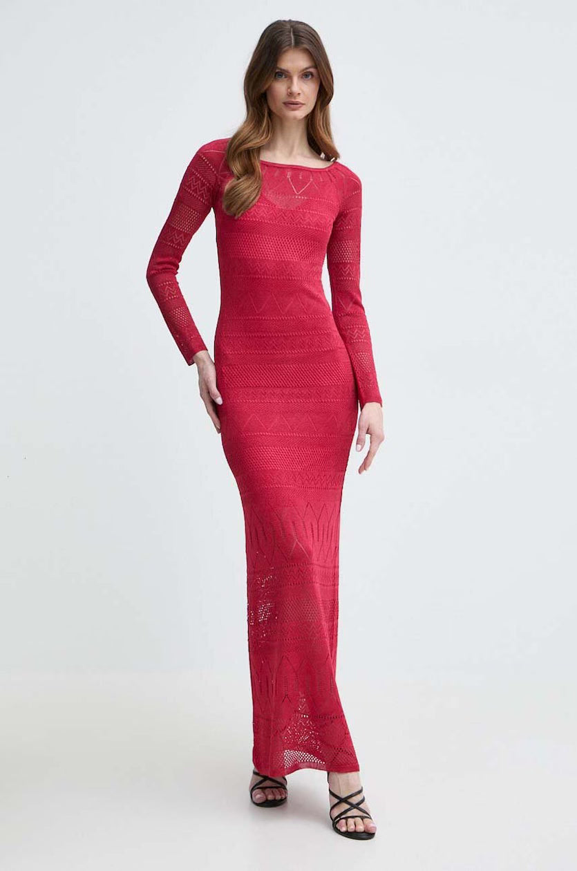 Marciano by Guess Hydra hosszú ujjú maxi pulóverruha – piros
