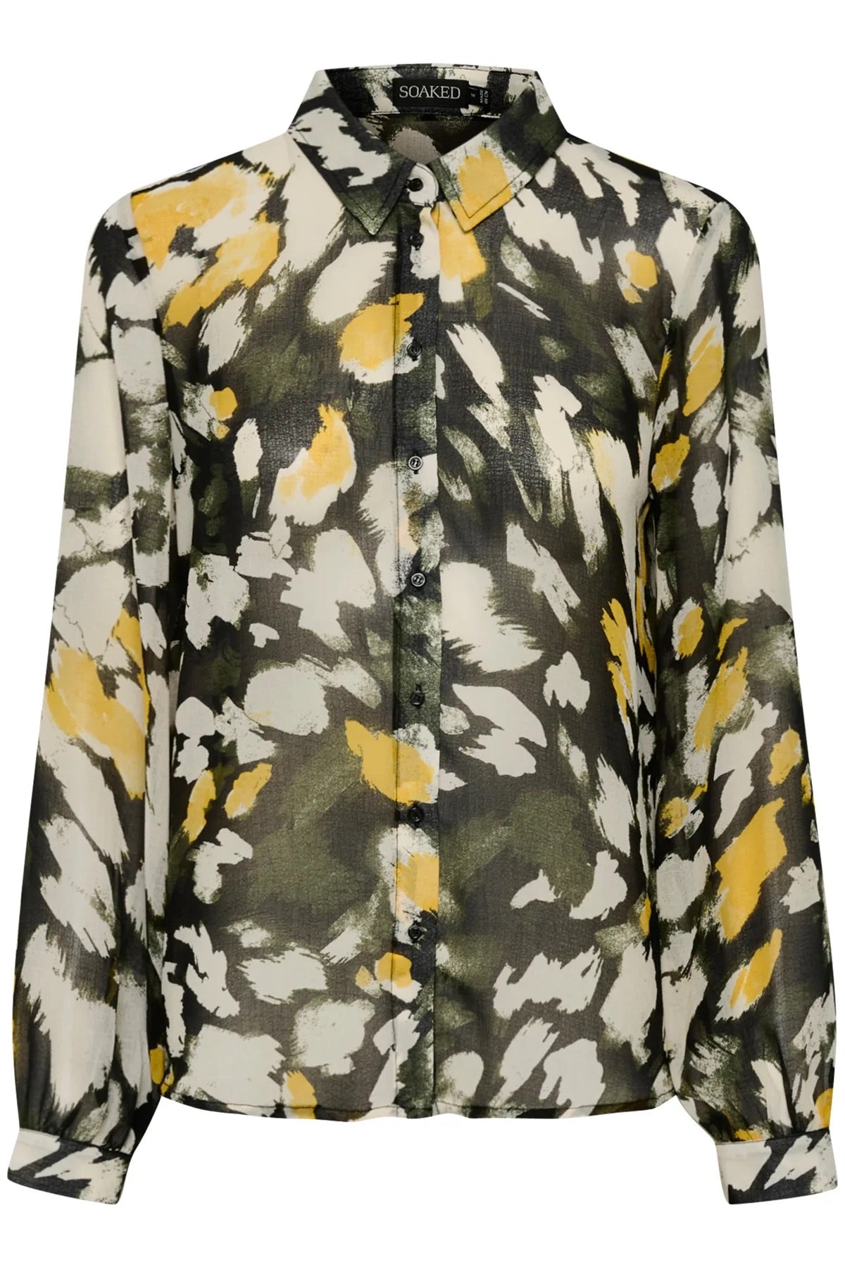 SOAKED in Luxury Josefine Abstract Print Blouse – Olive & Yellow