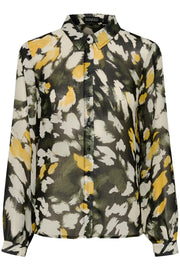 SOAKED in Luxury Josefine Abstract Print Blouse – Olive & Yellow