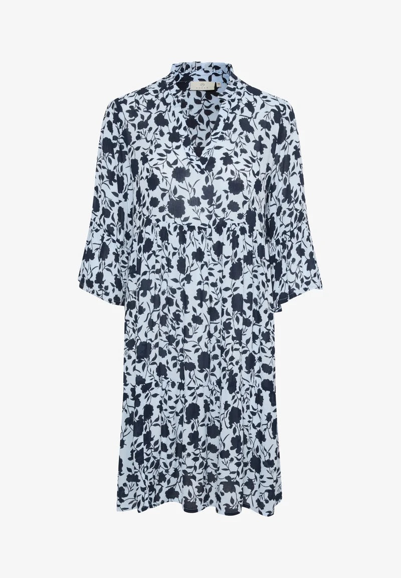 Kaffe KAisolde Floral Midi Dress – Ice Blue and Navy