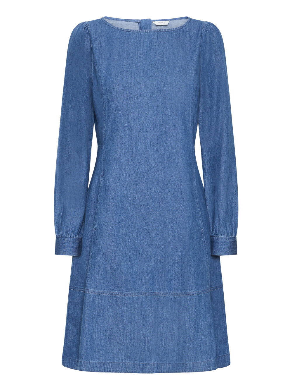 b.young Bykairon chambray A-vonalú ruha – középkék