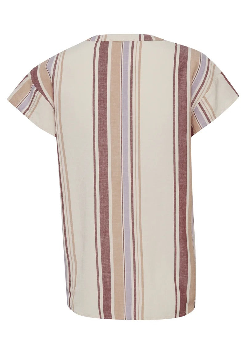 b.young BYHamia csíkos, gombos blúz – Beige Multi
