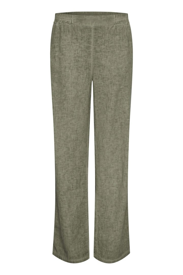 Sorbet SBLIAMO Linen Wide-Leg Trousers – Sage Green