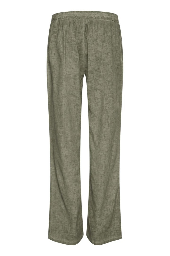 Sorbet SBLIAMO Linen Wide-Leg Trousers – Sage Green