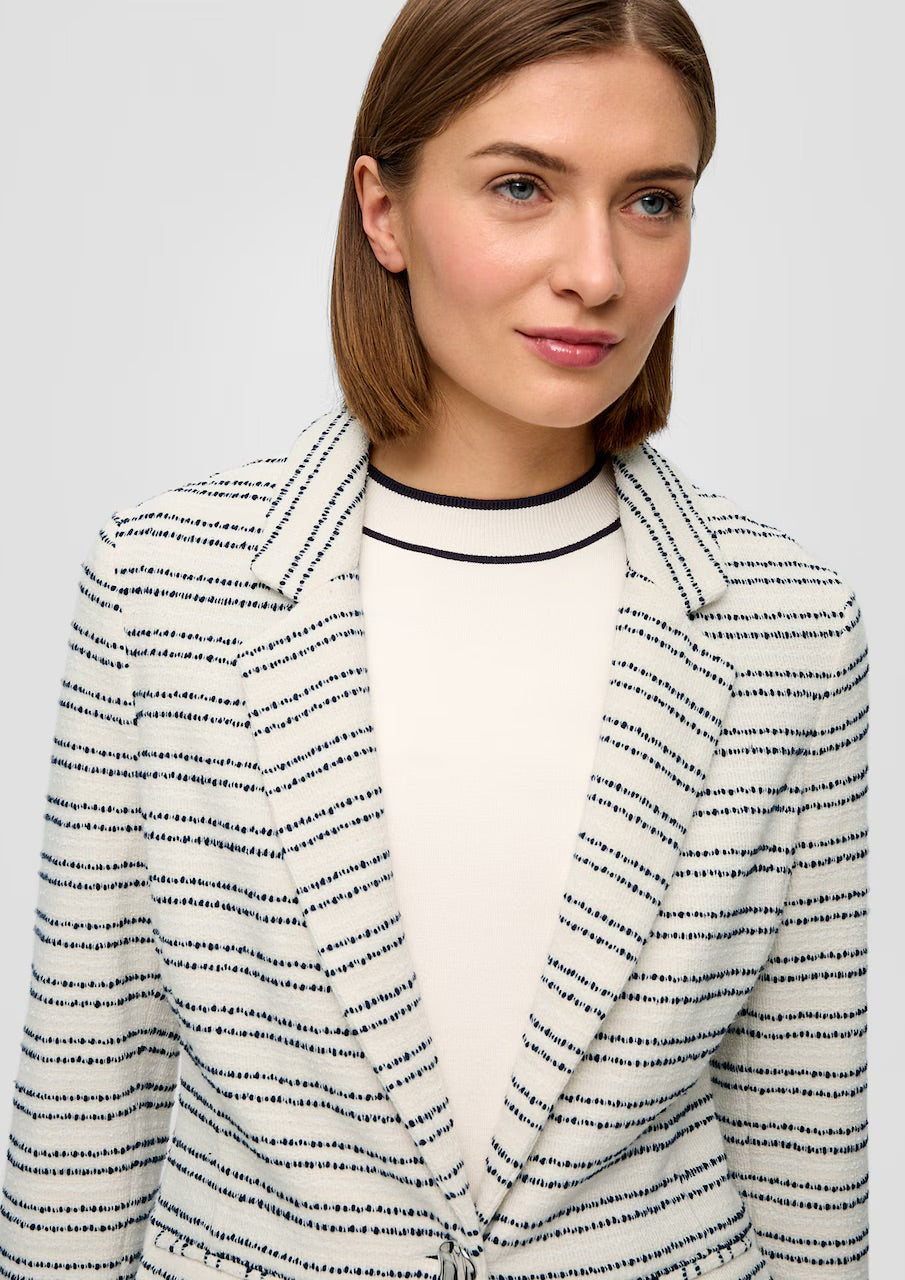 s.Oliver BLACK LABEL Striped Tweed Blazer – Ecru