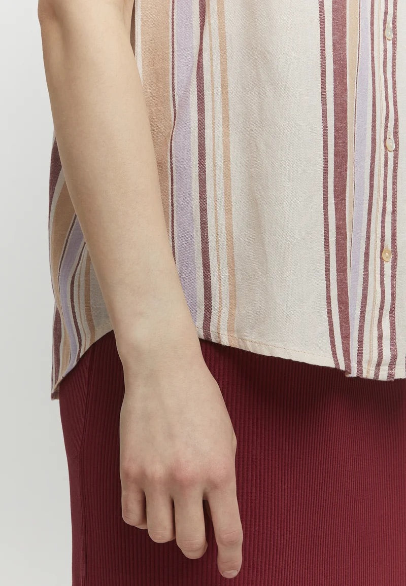 b.young BYHamia csíkos, gombos blúz – Beige Multi