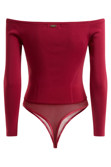 Marciano by Guess Off-Shoulder Ribbed Bodysuit – Magenta