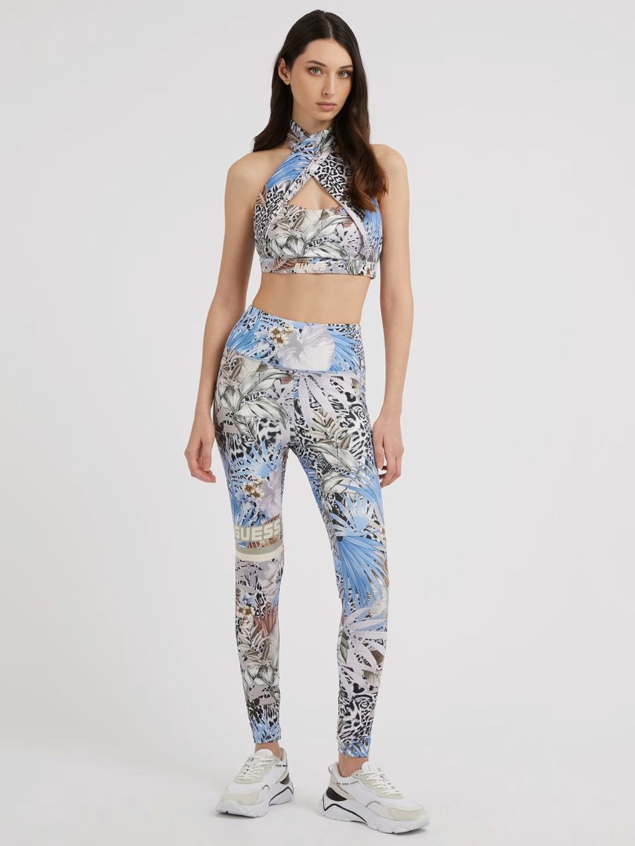 Guess Carlene trópusi mintás sportmelltartó-felső – kék
