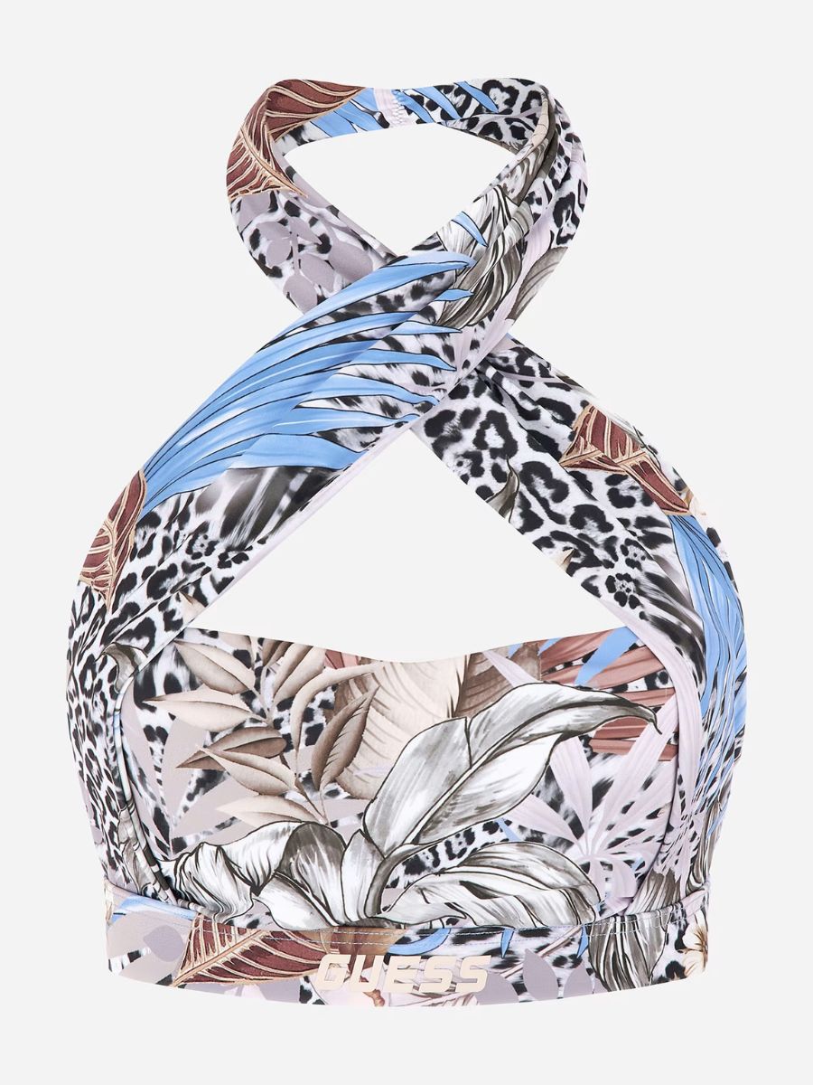 Guess Carlene trópusi mintás sportmelltartó-felső – kék