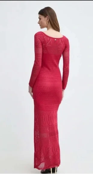 Marciano by Guess Hydra hosszú ujjú maxi pulóverruha – piros